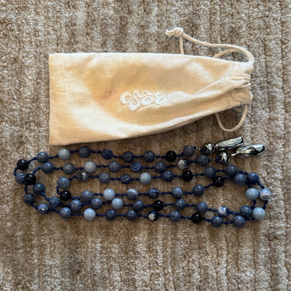OSSA NEW YORK Blue Beaded crossbody phone chain/strap